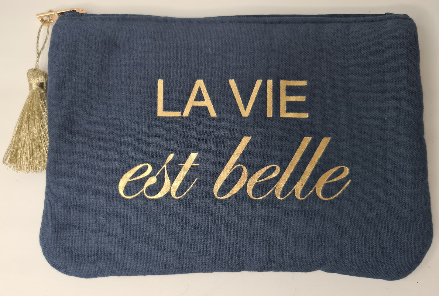 Pochette à message en gaze de coton : La vie est belle.