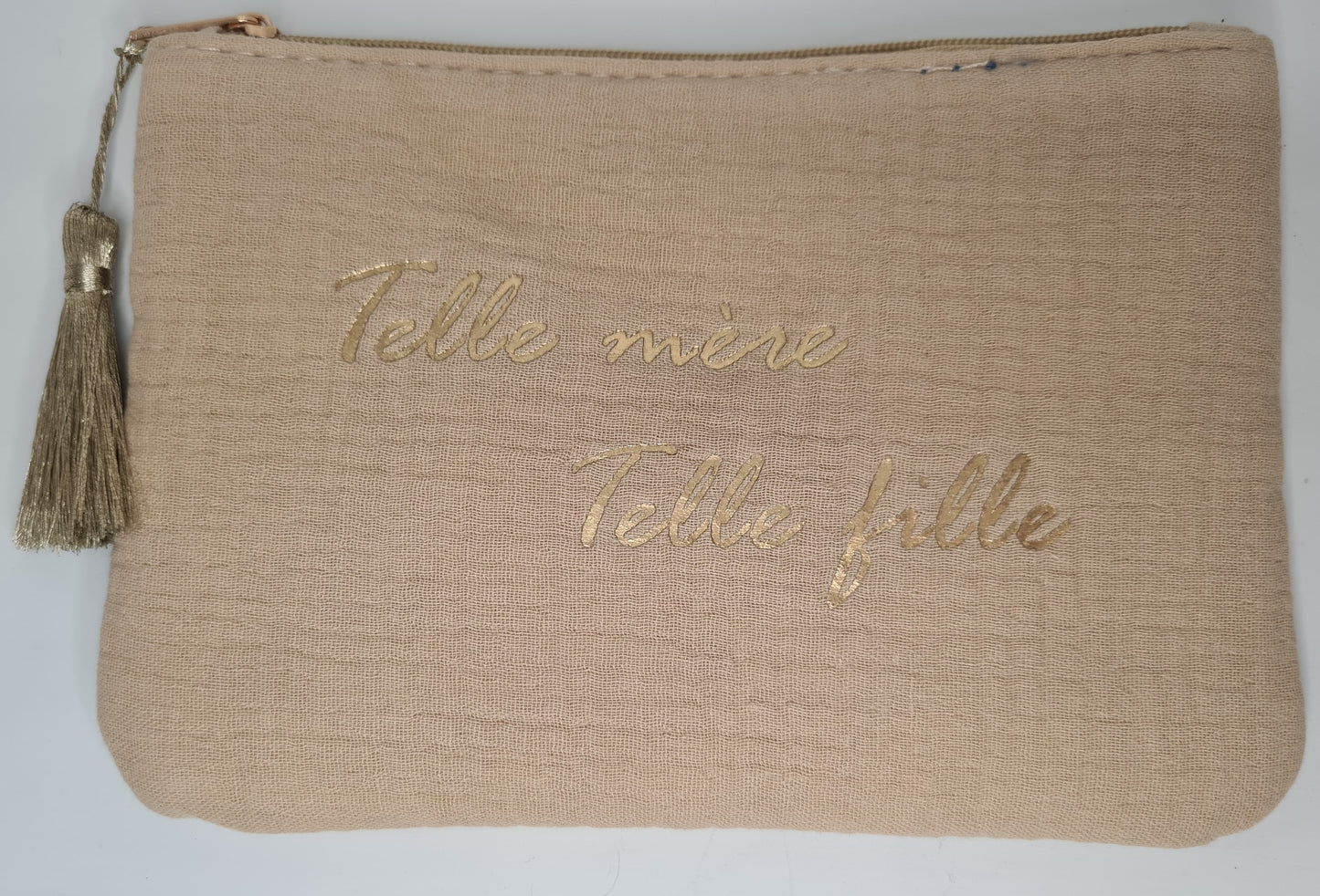 Pochette à message  en gaze de coton : Telle mère Telle fille.