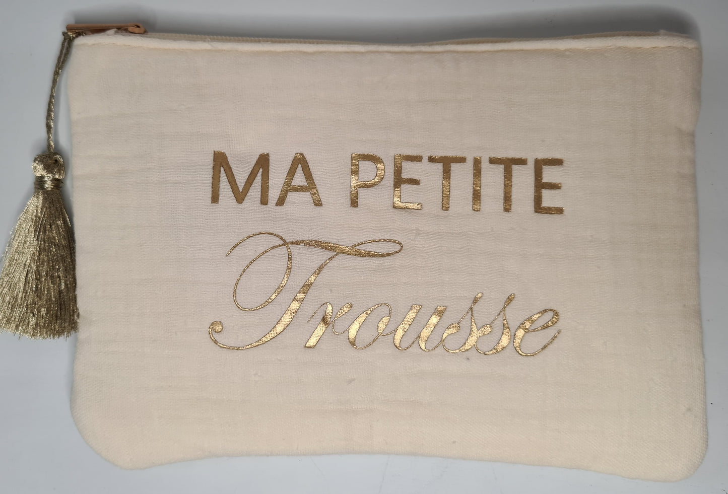 Pochette à message en gaze de coton : Ma petite trousse.