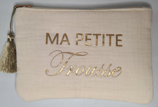 Pochette à message en gaze de coton : Ma petite trousse.