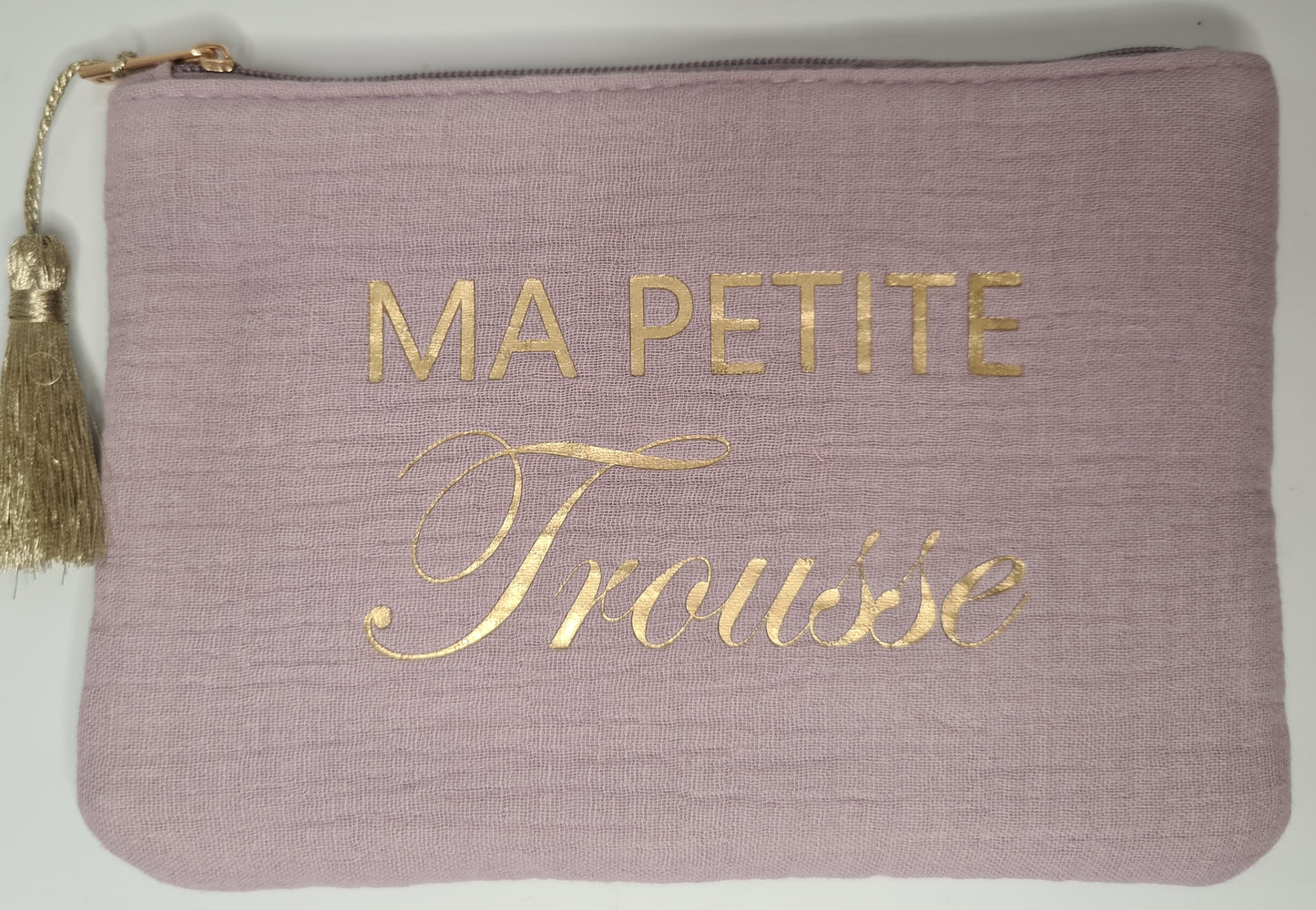 Pochette à message en gaze de coton : Ma petite trousse.