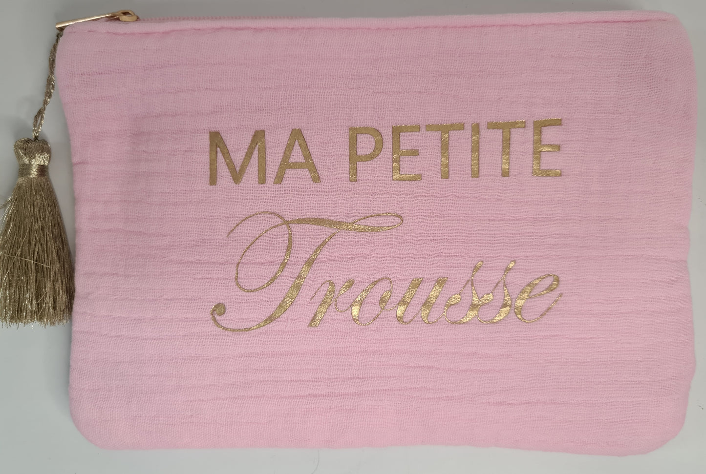 Pochette à message en gaze de coton : Ma petite trousse.